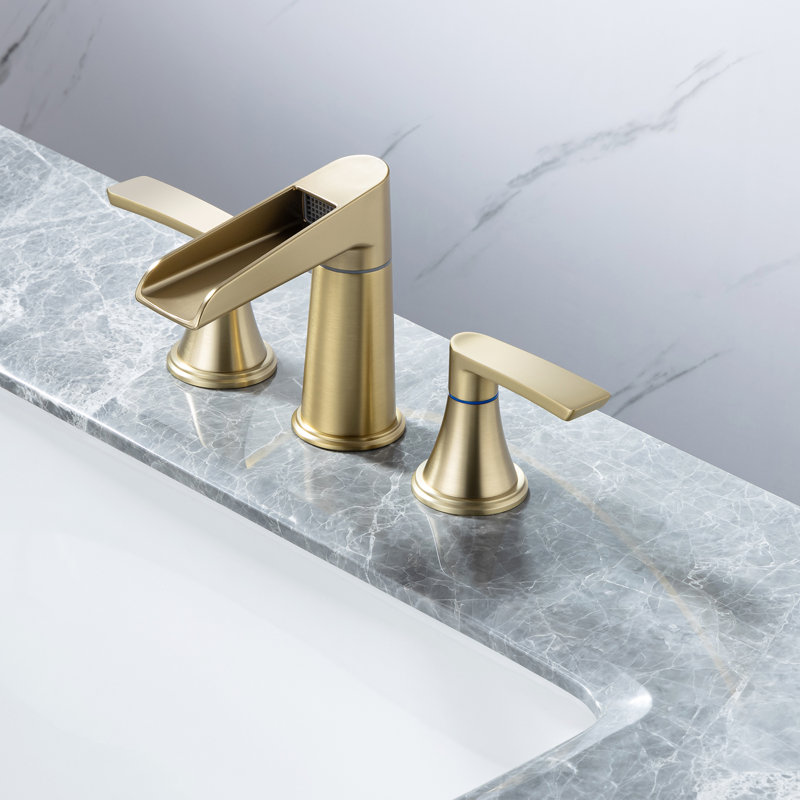 Widespread 2-handle Bathroom Faucet with Drain Assembly, Brushed Gold