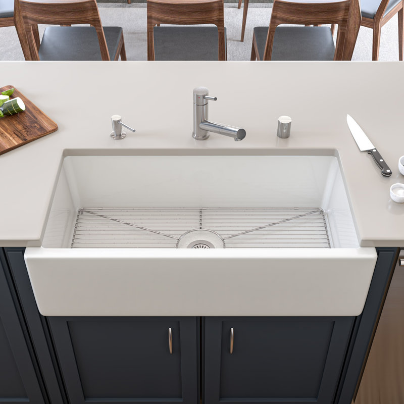 36'' L Single Bowl Fireclay Kitchen Sink, White