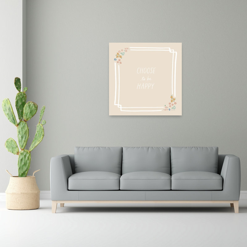 Choisir d'être heureux, impression d'art contemporain abstrait minimaliste, H 48 po x l 48 po