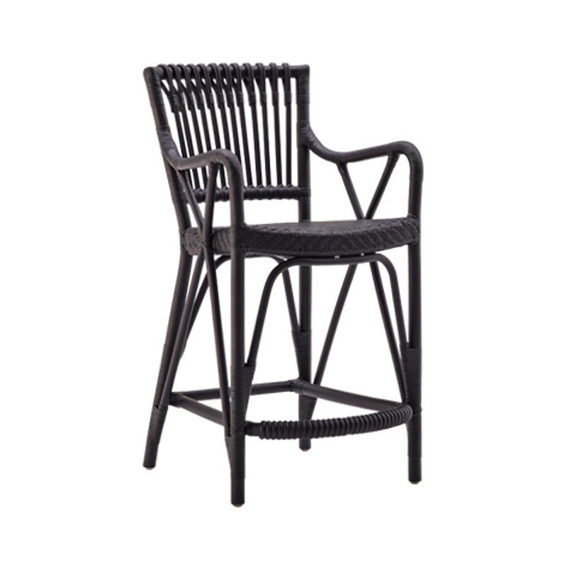 Blues Rattan Counter Stool, Black