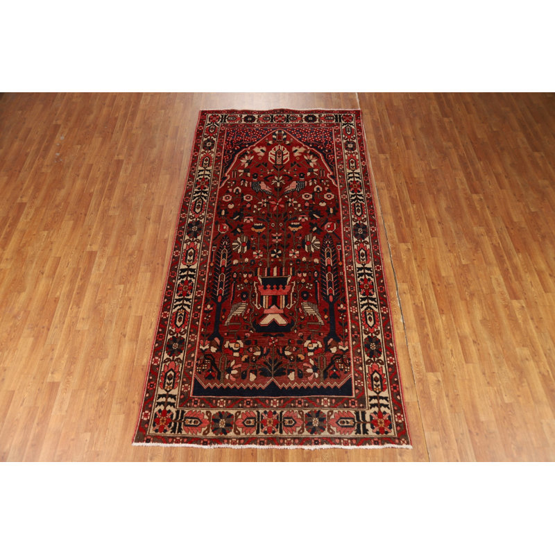 Tapis rouge vintage en laine 5 x 10