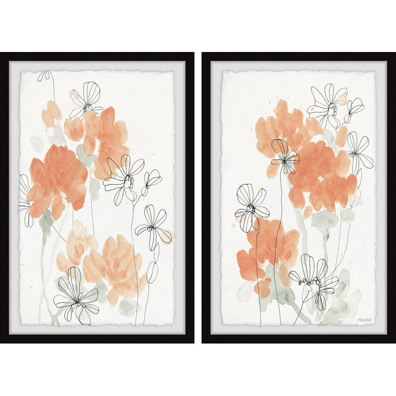 Blush Peony III par Marmont Hill - ensemble de 2 reproductions de cadres photo simples, H 12 po x l 8 po x P 1,5 po