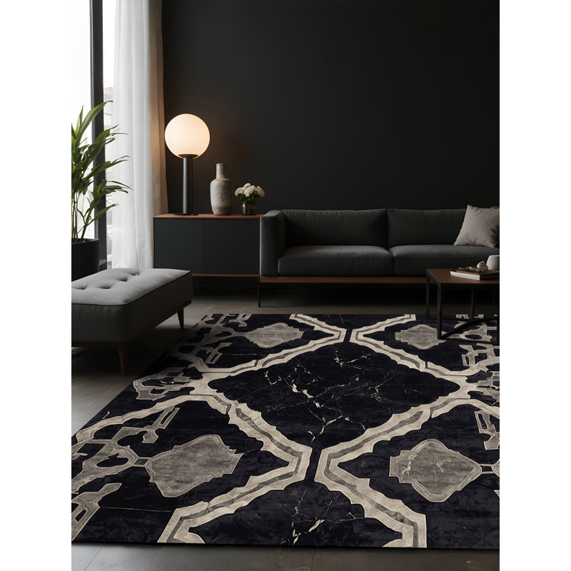 Tapis gris soyeux et moelleux, Carré 5 pi