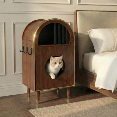 Enceinte de litière moderne 2-en-1 et lit pour 2 chats Modern Arch