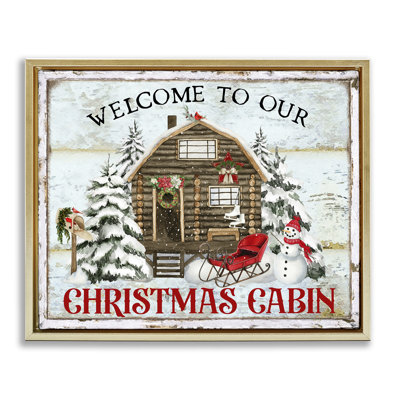 Art mural sur toile Welcome Christmas Cabin par Creatif Belle