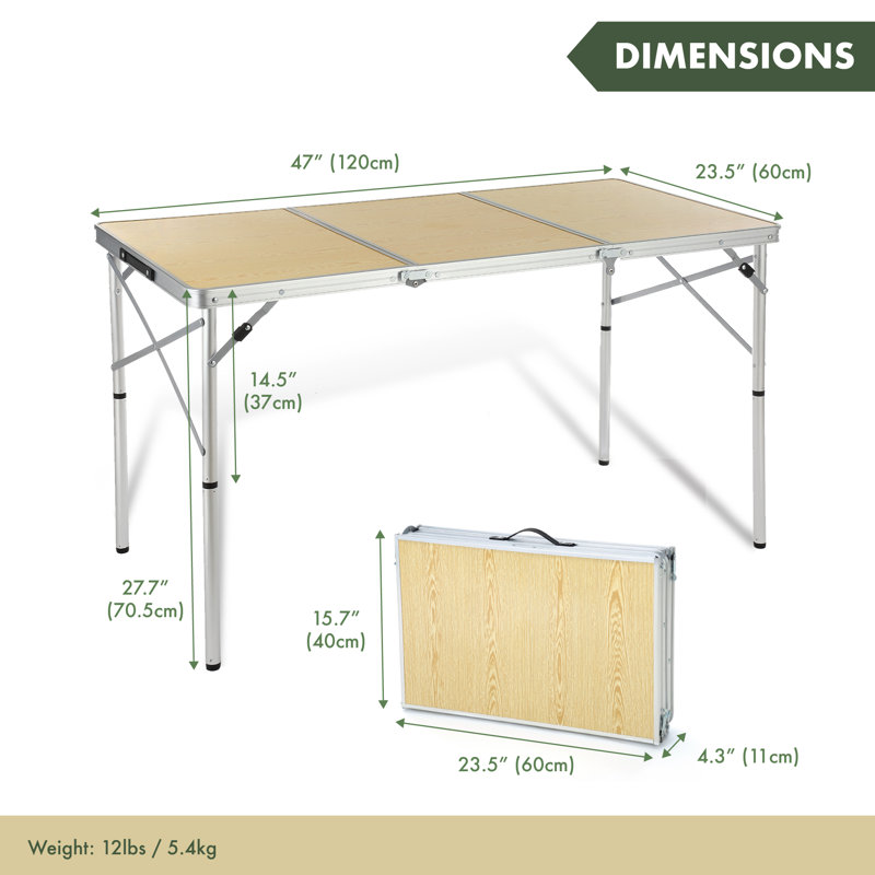 Table de pique-nique rectangulaire d'extérieur L 47,24 po x l 23,62 po, Beige