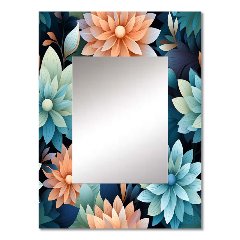 Chengyu Mindful Aw Awed Mediation - Miroir floral unique, 32 po x 24 po