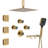 12”Ceiling Mounted Thermostatic Rainfall Shower System with 3 Body Jets and Storage Shelf-106296421