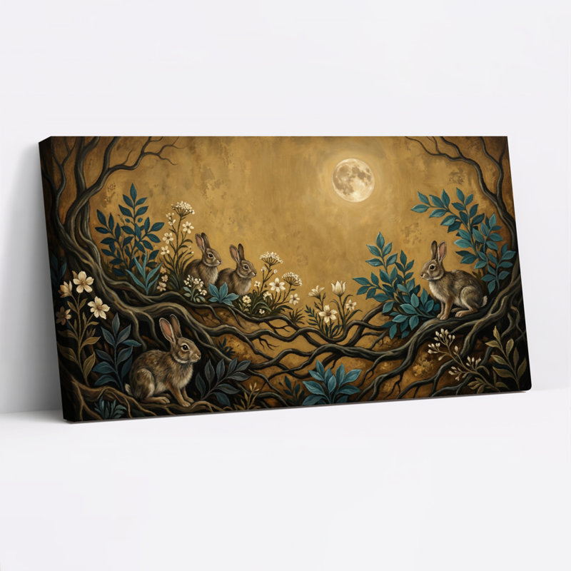 Ensemble de 1 tableau sur toile « Forêt au clair de lune », L 40 po x H 20 po, Wrapped Canvas