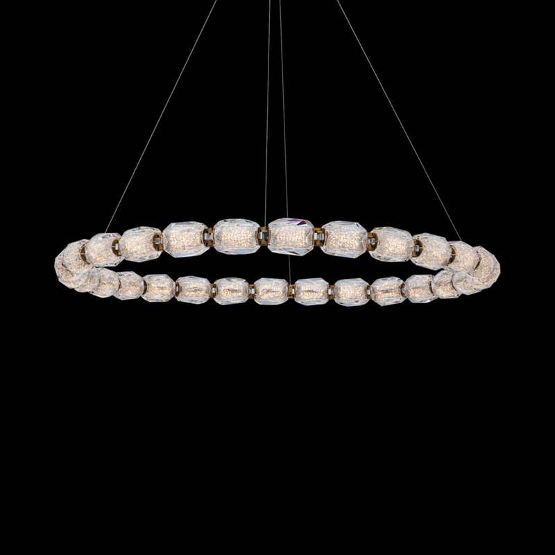 Seduction 28 Light Crystal LED Pendant, Aged Brass