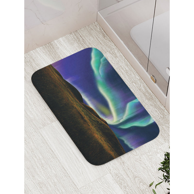 Tapis de bain East Urban Home, envers antidérapant, 30,2 po x 20 po, vert lime et blanc