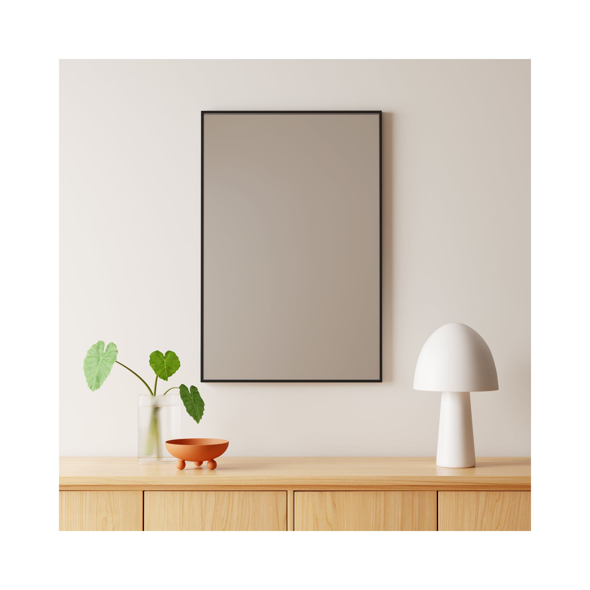 Sabine Metal Rectangle Wall Mirror, 36" x 24", Black