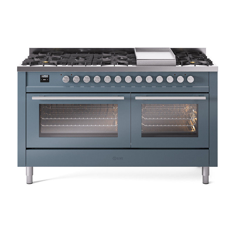 ILVE Professional Plus II 60 Dual Fuel Range, Blue/Gray, Natural Gas
