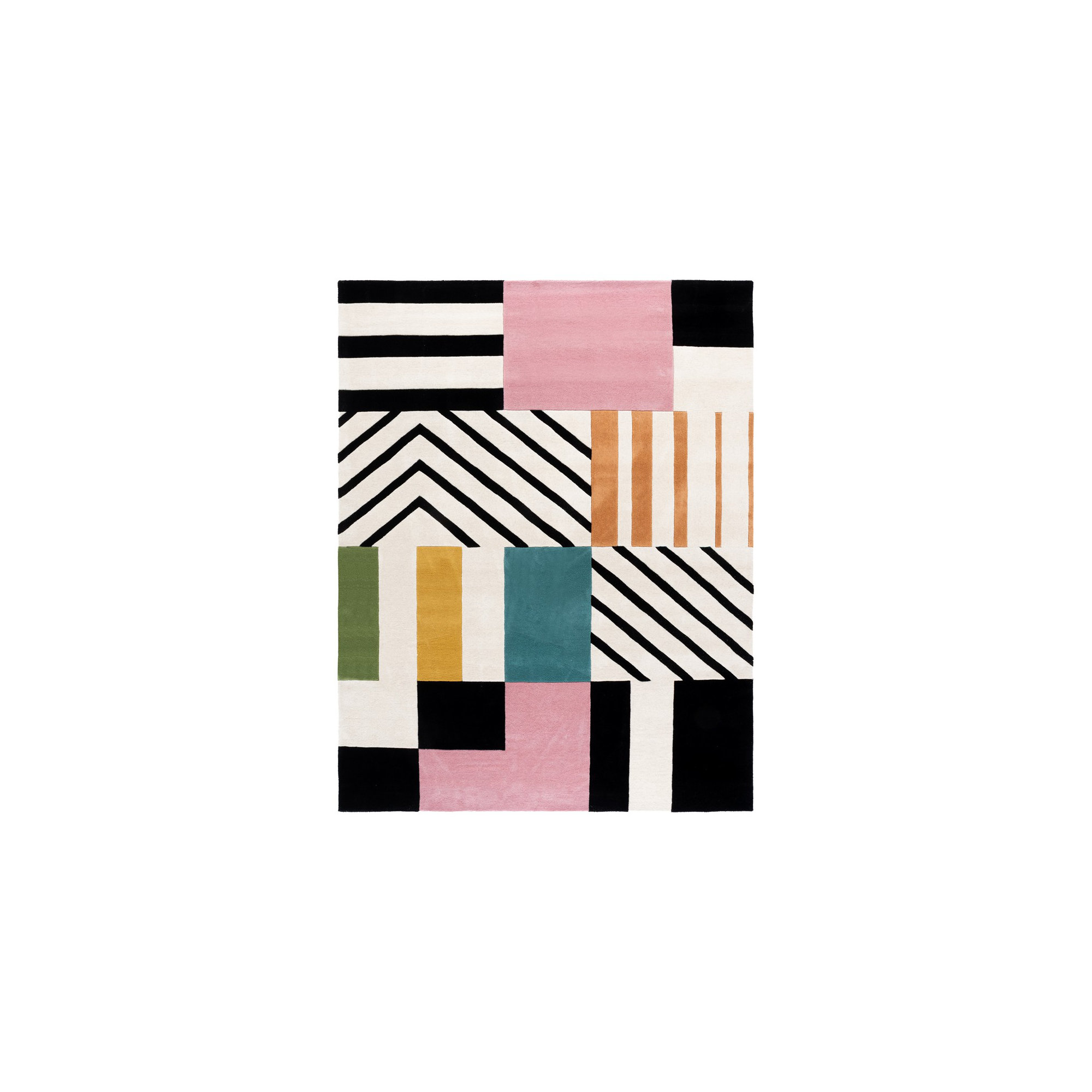 Tripoli Hand Tufted Wool Ivory/Black/Pink Rug, Rectangle 11' x 15'