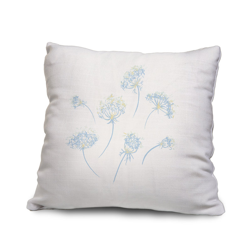 Cotton Floral Throw Pillow, Blue, 18" x 18"