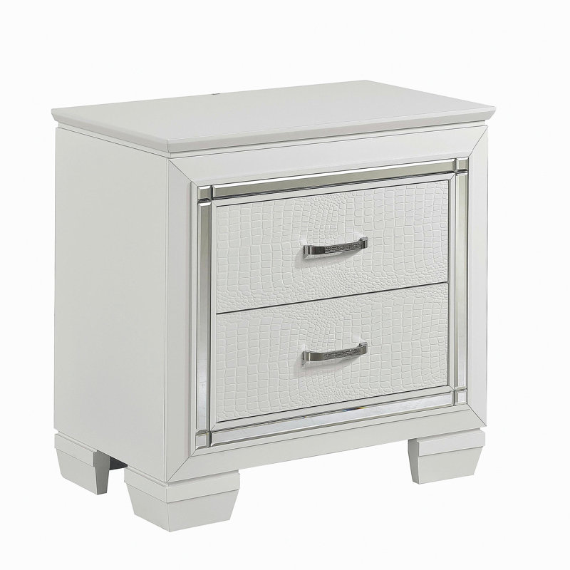 Table de chevet 1 pièce Glamour Design Furniture, Blanc