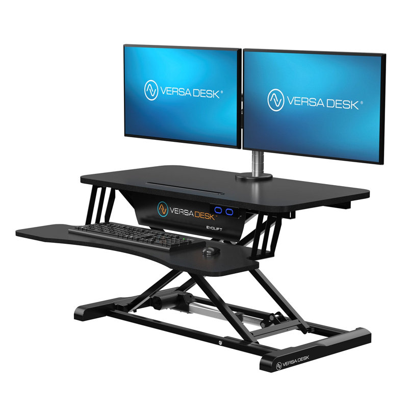  VersaDesk EvoLift 32" Electric Standing Desk Converter, Height Adjustable Desk Riser with Keyboard Tray