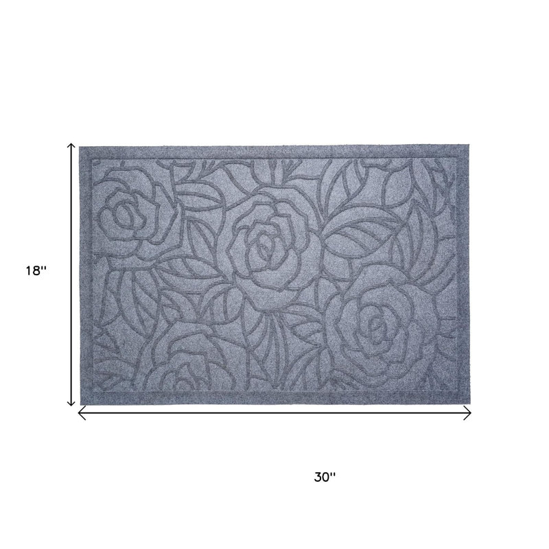 Chalus 30" Gray Floral Outdoor Polypropylene Door Mat