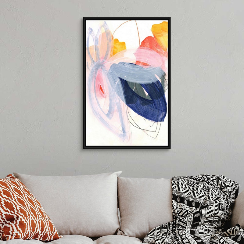 Reproduction d’art sur toile, "abstract painting XVII" par Iris Lehnhardt, Cadre noir, H 38 po x l 26 po x P 1,75 po