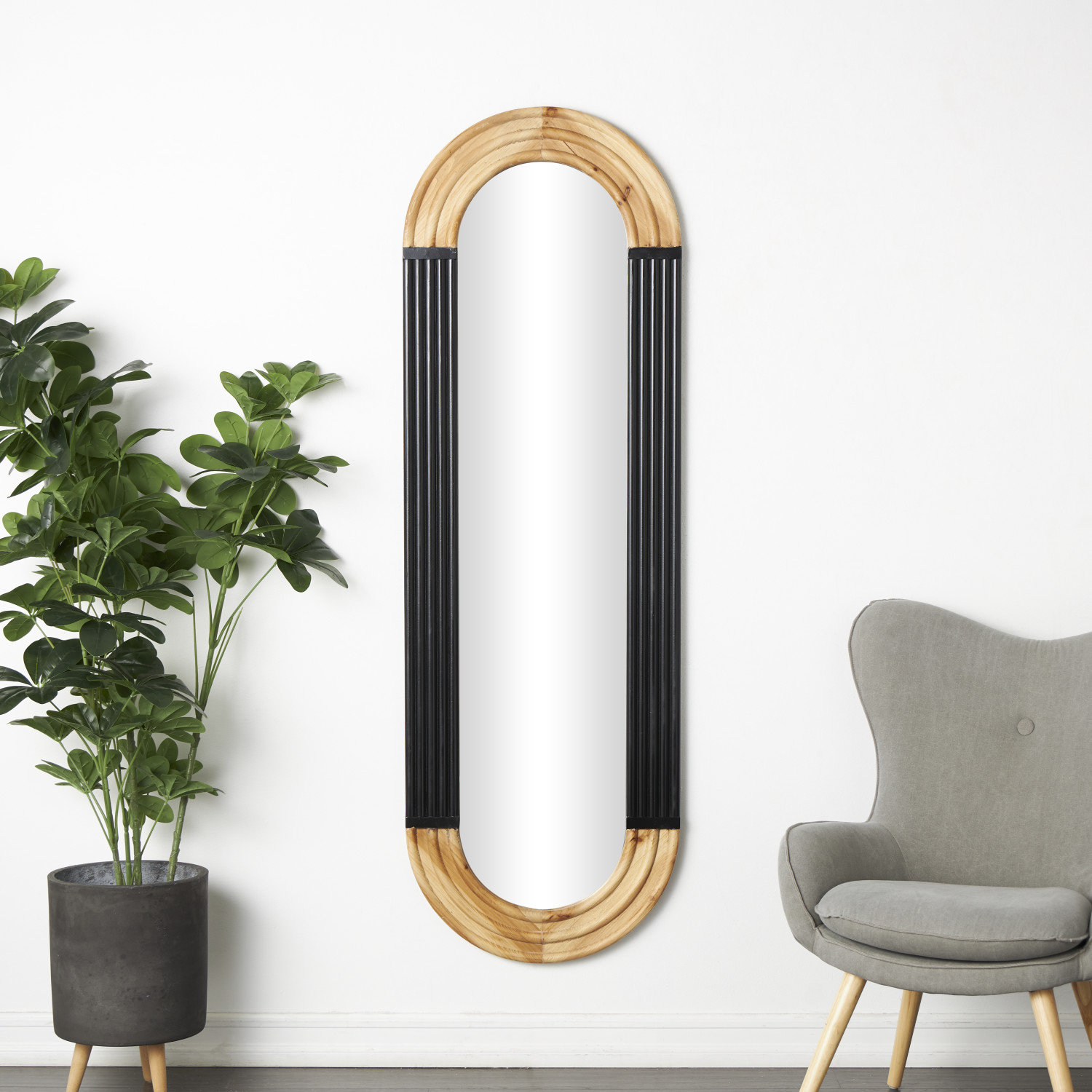 Adalaide 22" Oval Accent Mirror, Black/Brown