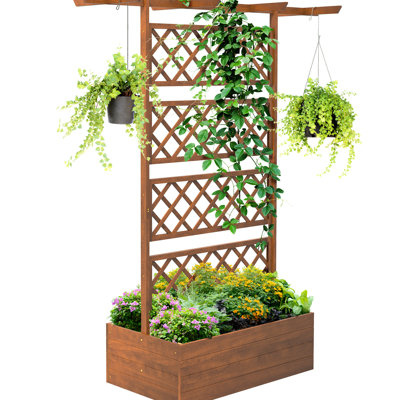28.07 Lb Package Weight Raised Garden Bed - Trellis Planter For Climbing Plants, Vines, Veggies, Flowers With Wood Flowers, Veggies