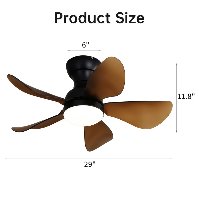 29 Inch Low Profile Flush Mount Ceiling Fan With Light Reversible Motor Remote Control