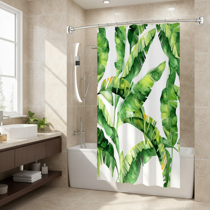 78cm Curved Wall Shower Curtain Pole, Brushed Nickel