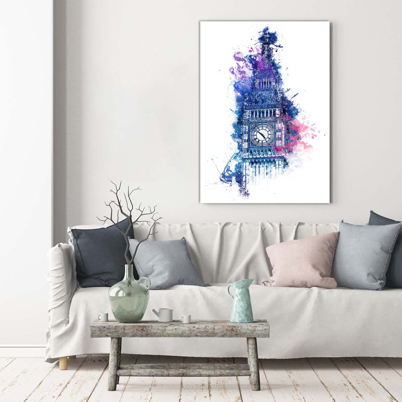 Colorful Big Ben 1 Piece Wrapped Canvas Wall Art