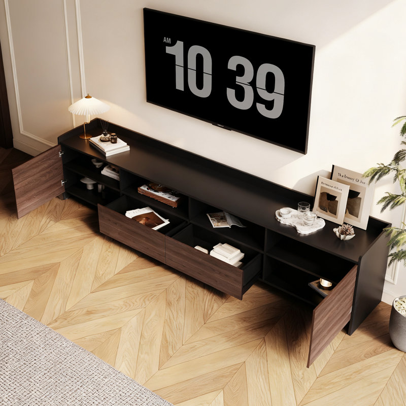 78.7" W Manufactured Wood TV Stand for TVs up to 85" with Adjustable Shelves