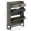 Armoire industrielle grise avec 2 tiroirs et tablettes réglables pour 12 paires de chaussures