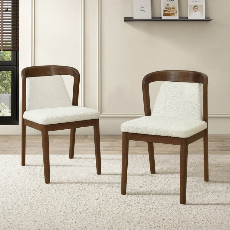 Chaises de salle à manger rembourrées scandinaves Modern, Coussin brun clair / structure en noyer