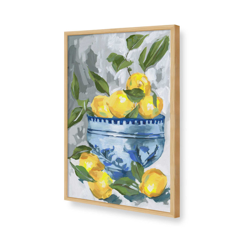 Indigo et citron II par Melissa Wang, reproduction d'art sur toile, Tanné, Encadrement ouvert sans papier mat