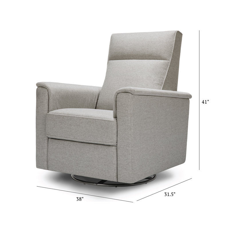 Gray Swivel Recliner with Wooden Legs and Eco-Performance Fabric