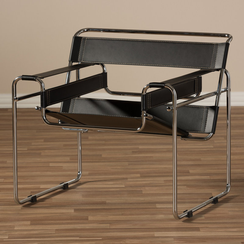 Fauteuil de 30,75 po de large Aaisha, Similicuir noir