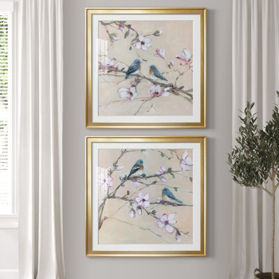 Douces mélodies de l'été I - Encadré sous verre acrylique, ensemble de 2, grand tableau pour salon