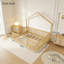 Lit sur pied avec rails de sécurité, conception Montessori en bois pour enfants-880774904-880774911