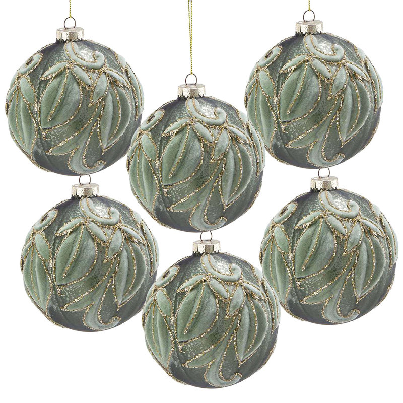 Ornements de boules de Noël D3,9 ", boules de Noël suspendues en verre, ensemble de 6