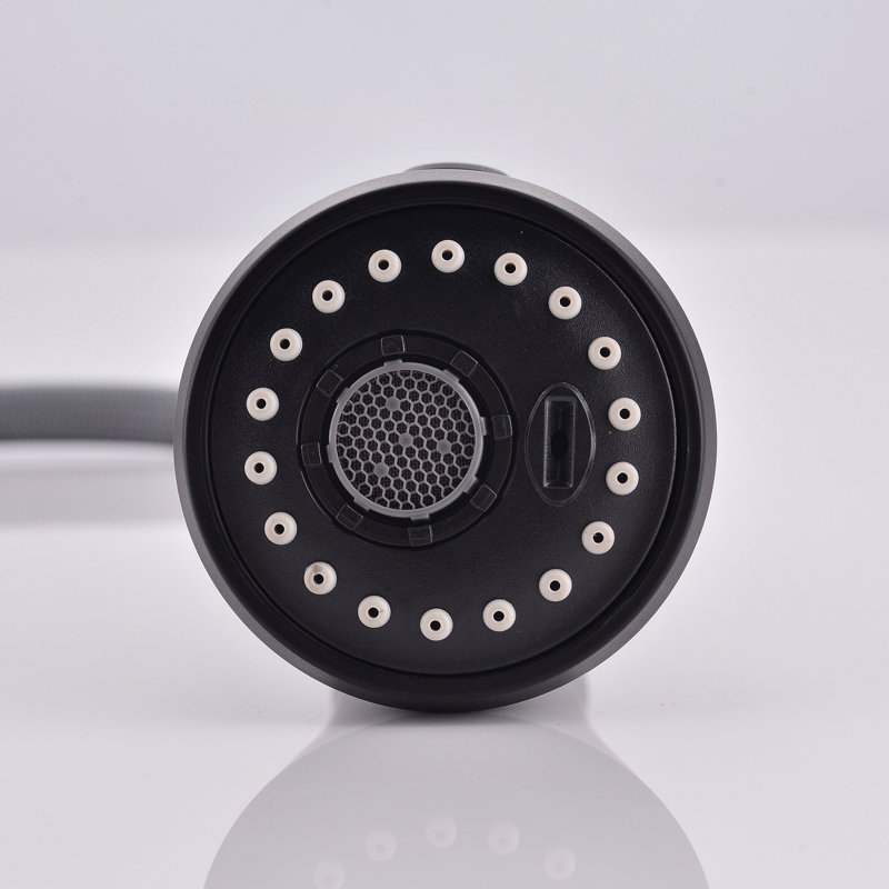 Robinet de cuisine noir mat avec douchette extractible, commande tactile, poignée unique en laiton, économie d'eau, différents jets, débit varié.