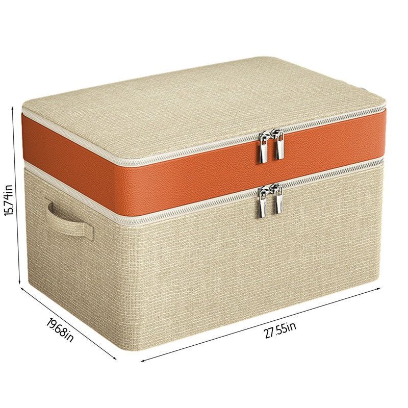 Double Layer Zipper Clothes Storage Bag Wardrobe Storage Box Portable Storage Bag Winter Quilt Storage Box, B