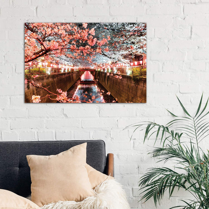 Cherry Blossom At Meguro Canal by Philippe Hugonnard - Wrapped Canvas Print, 101.6 cm H x 66.04 cm W x 1.91 cm D