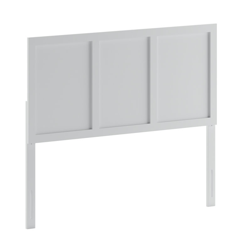 Raima Paneled Solid Wood Adjustable Headboard for Universal Metal Bed Frames, Full , White