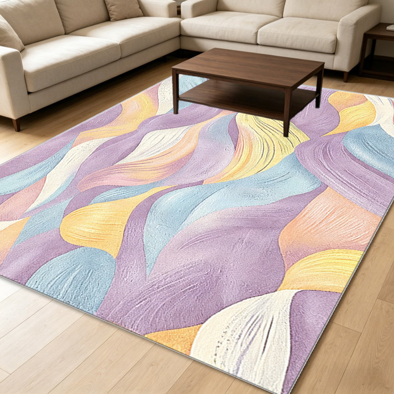 Dreamy Lavender Wave Abstract carpet-easy to clean, machine-washable, soft and comfortable; suitable for door mats, kitchens, living rooms, bedrooms, corridors, and laundry areas. Easy to clean, durable carpet for home decoration.