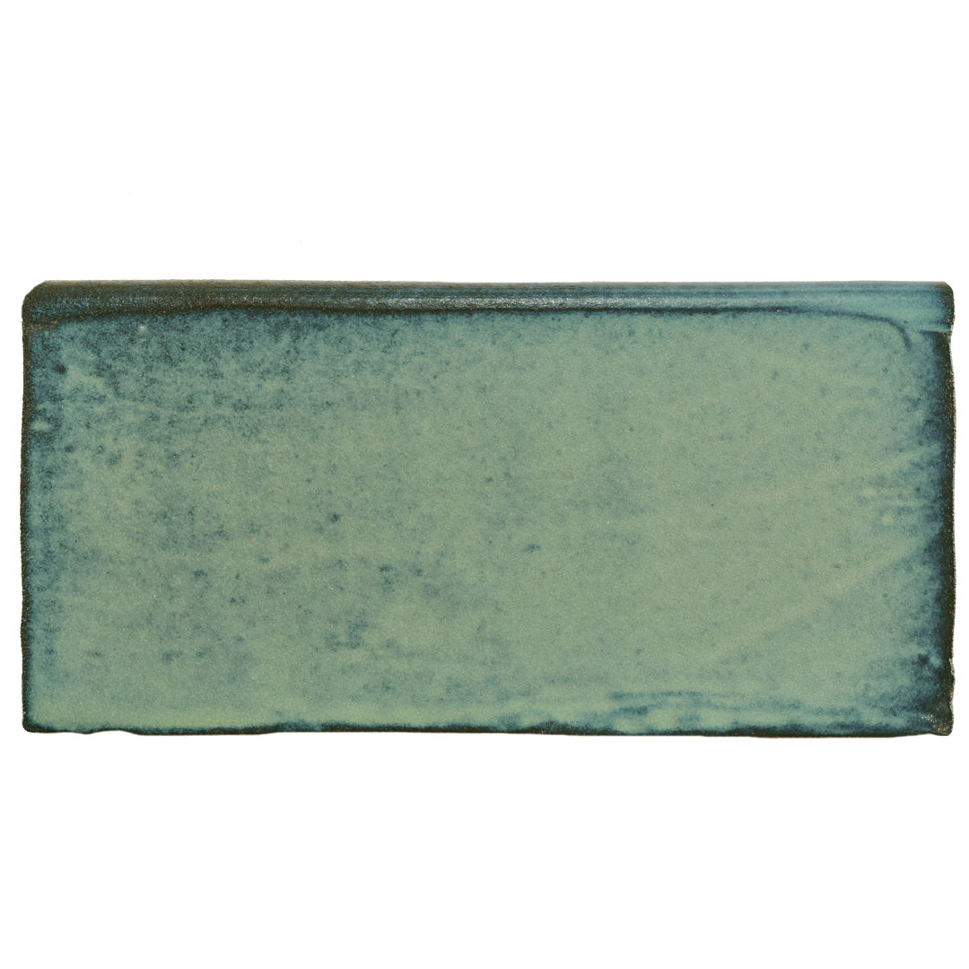 Antic Special 3" x 6" Ceramic Bullnose Wall Tile Trim in Lava Verde Merola Tile