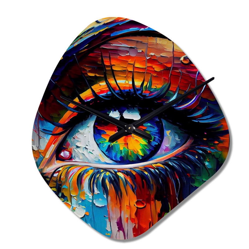 Colourful Eye II - Nebula Shape Unique Woman Abstract Wall Clock, Small