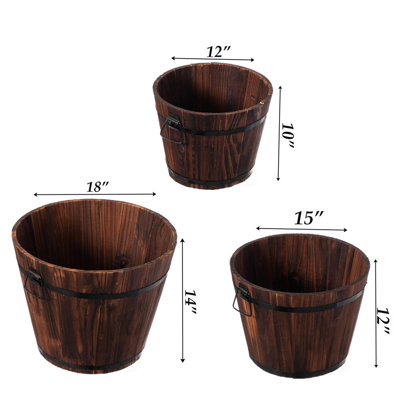 Handmade Wood Barrel Planter