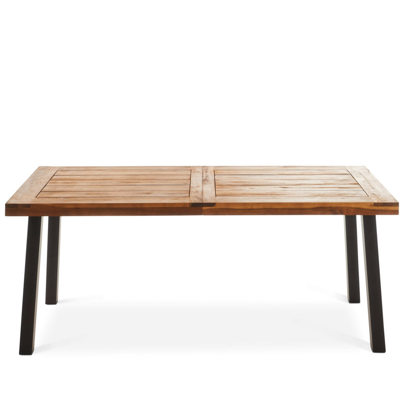 Fascinating Industrial Design Dining Table With Wood Top And Powder-coated Metal Base, Weather-, 69" H X 32.47" W 29.16" H, 60.14 Lb Modern Surface Support,