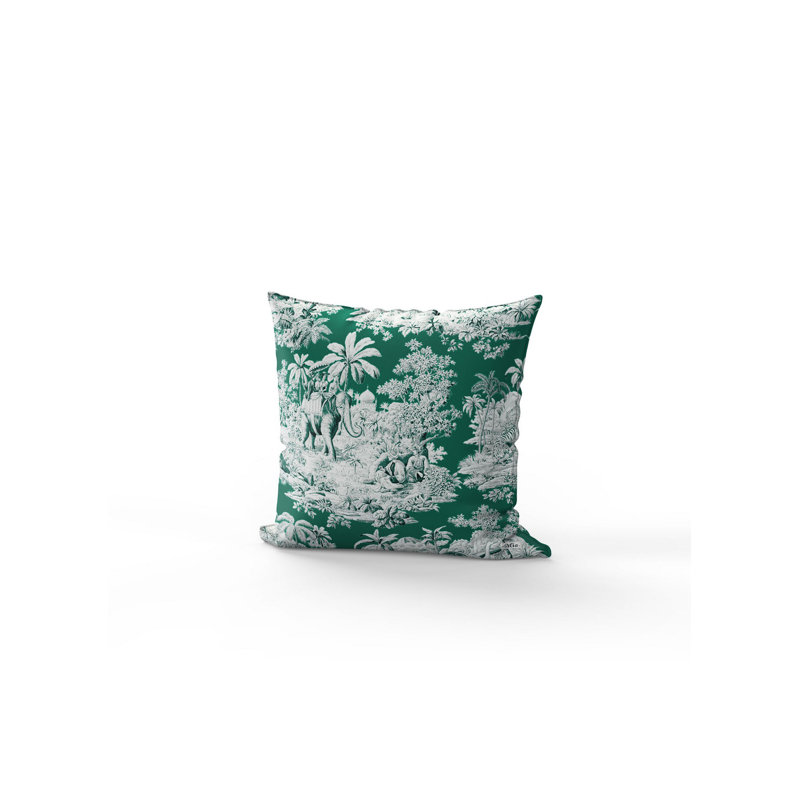 Housse et insert de coussin décoratif carré en polyester Adeola, Vert / blanc
