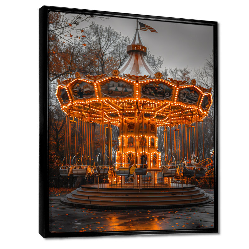 Parc d'attractions jaune et gris, H 40 po x l 30 po x P 1,5 po, Cadre flottant noir