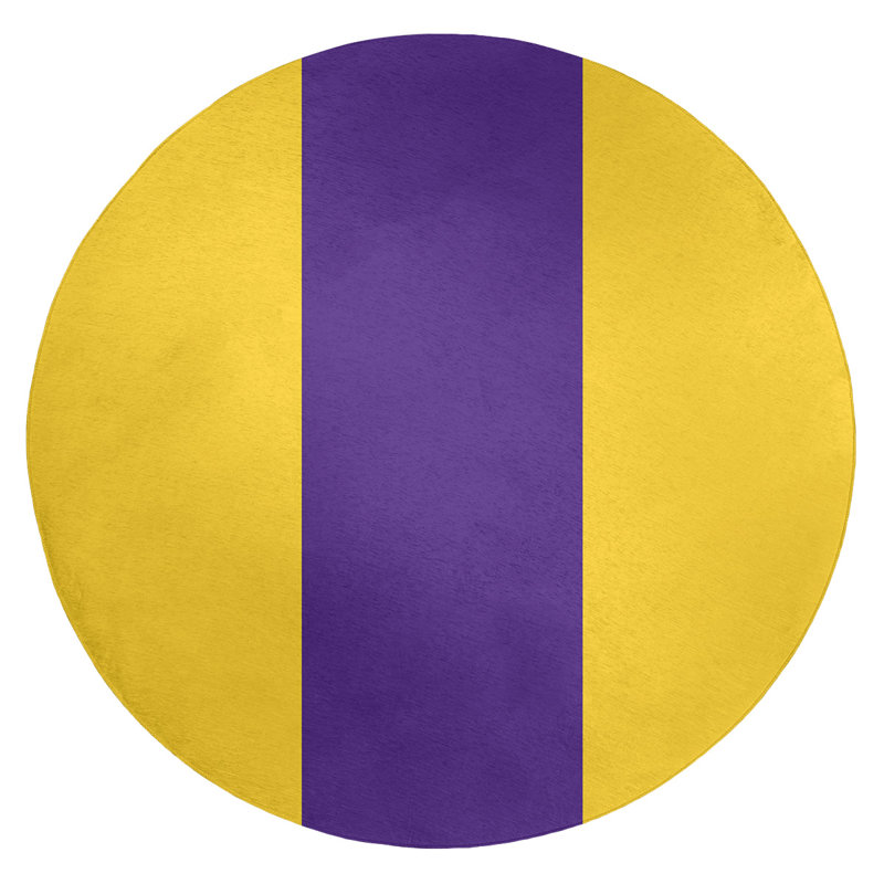 Tapis mauve/jaune, Rond 5 pi