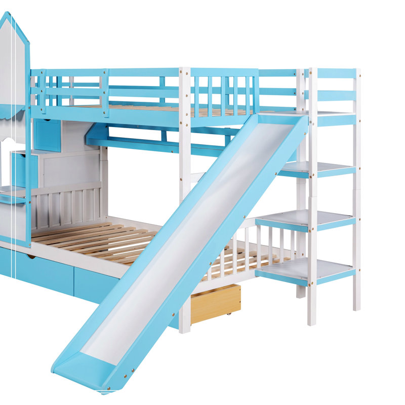 Lit plateforme Alessandria, Lit simple, Bleu